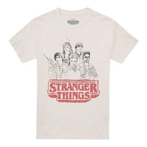 Stranger Things 5 Unisex Adult Group Sketch Logo T-Shirt / Natural